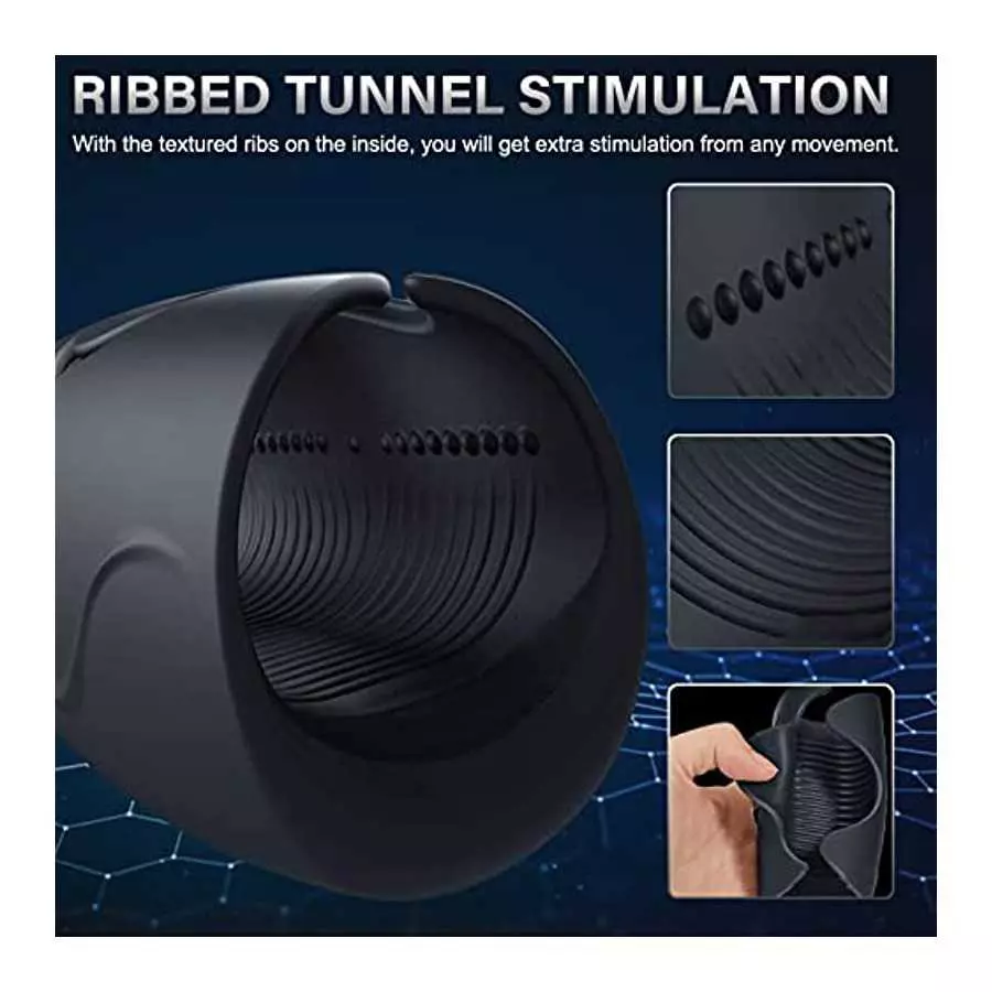 Mens Vibrator, Amegow Winged Male Masturbator with 10 Vibrations, Heating Male Vibrator with Ribbed Tunnel for Penis Stimulation