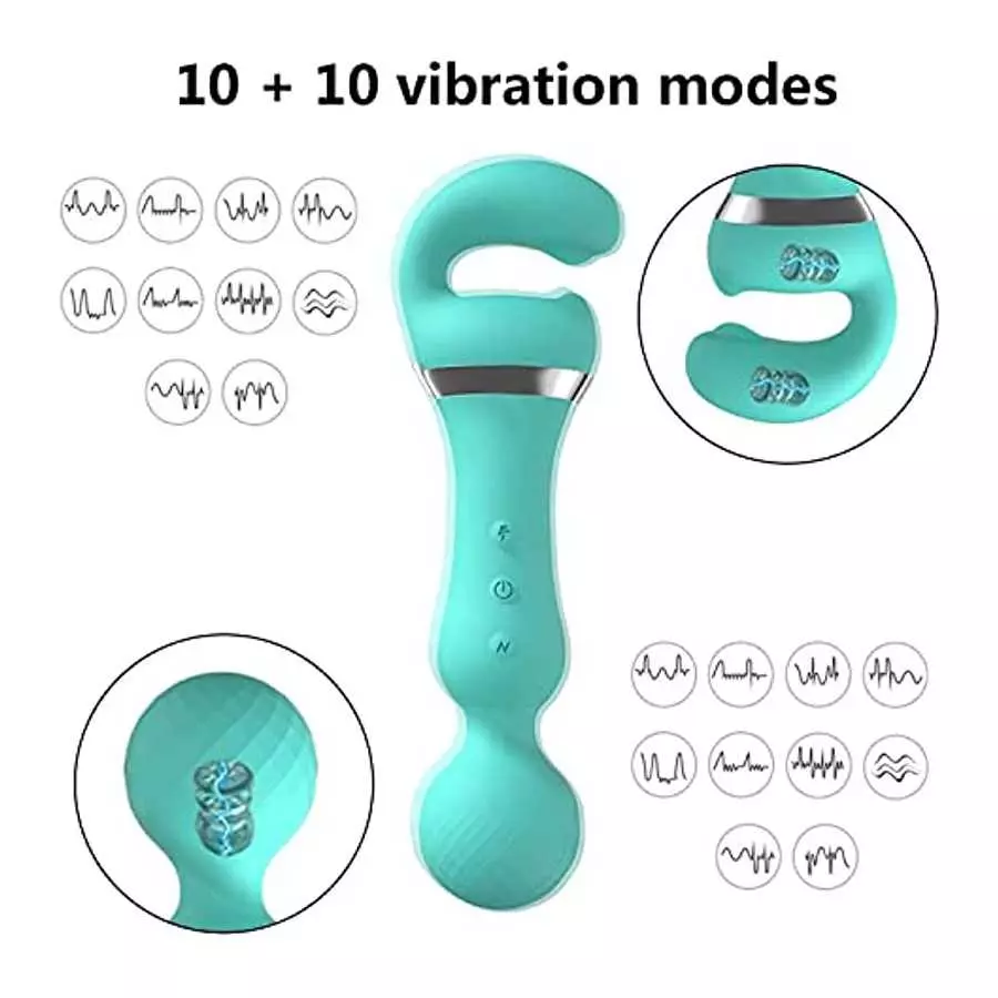 Double Head G Spot Vibrators,Rechargeable Clitoral Nipple Stimulator Adult Sex Toy for Women Couple,Both Heads 10 Vibration Mode
