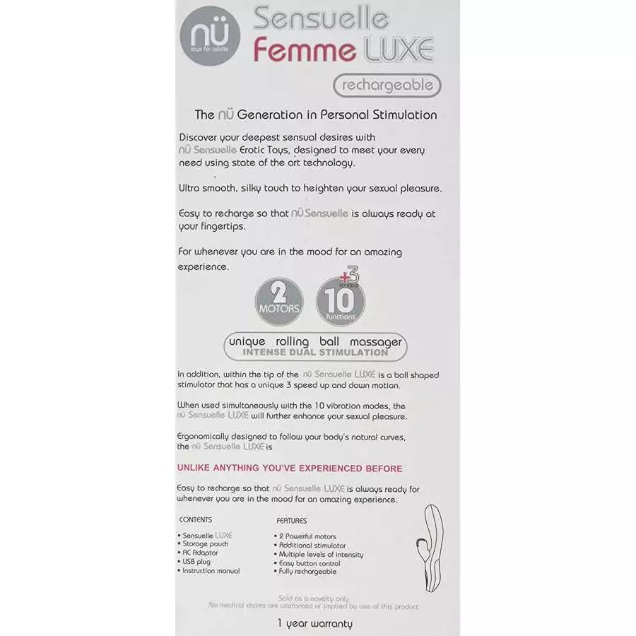 Nu Sensuelle Femme Lux 10 Function Rechargeable Rabbit