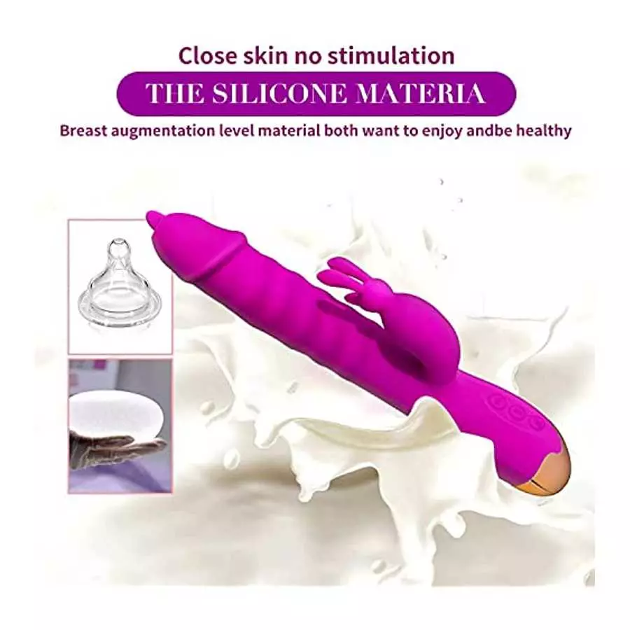 Beaded Thrusting Rabbit Vibrator - Triple Action G Spot Vibrator with Independent Clitoral Stimulator, 10 Patterns, Waterproof &