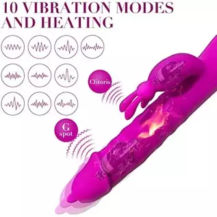 Beaded Thrusting Rabbit Vibrator - Triple Action G Spot Vibrator with Independent Clitoral Stimulator, 10 Patterns, Waterproof & Beaded Thrusting Rabbit Vibrator - Triple Action G Spot Vibrator with Independent Clitoral Stimulator, 10 Patterns, Waterproof &