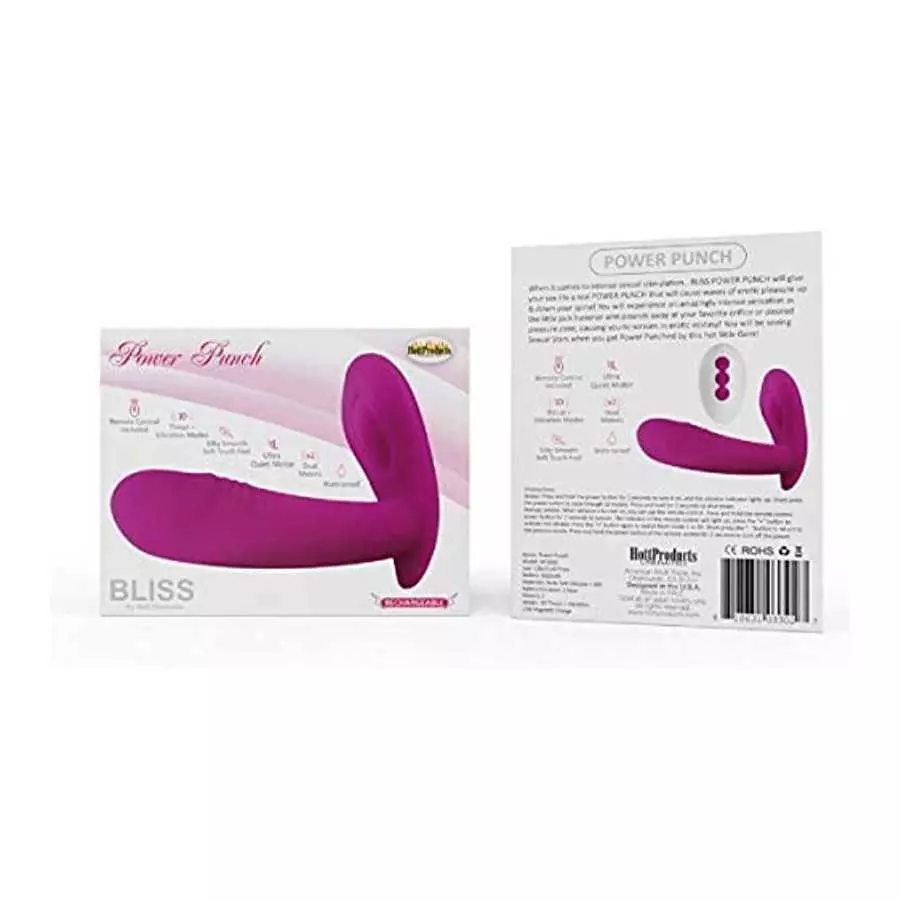 Bliss Power Punch Thrusting Remote Control Rechargeable Vibe 10 Functions Pink