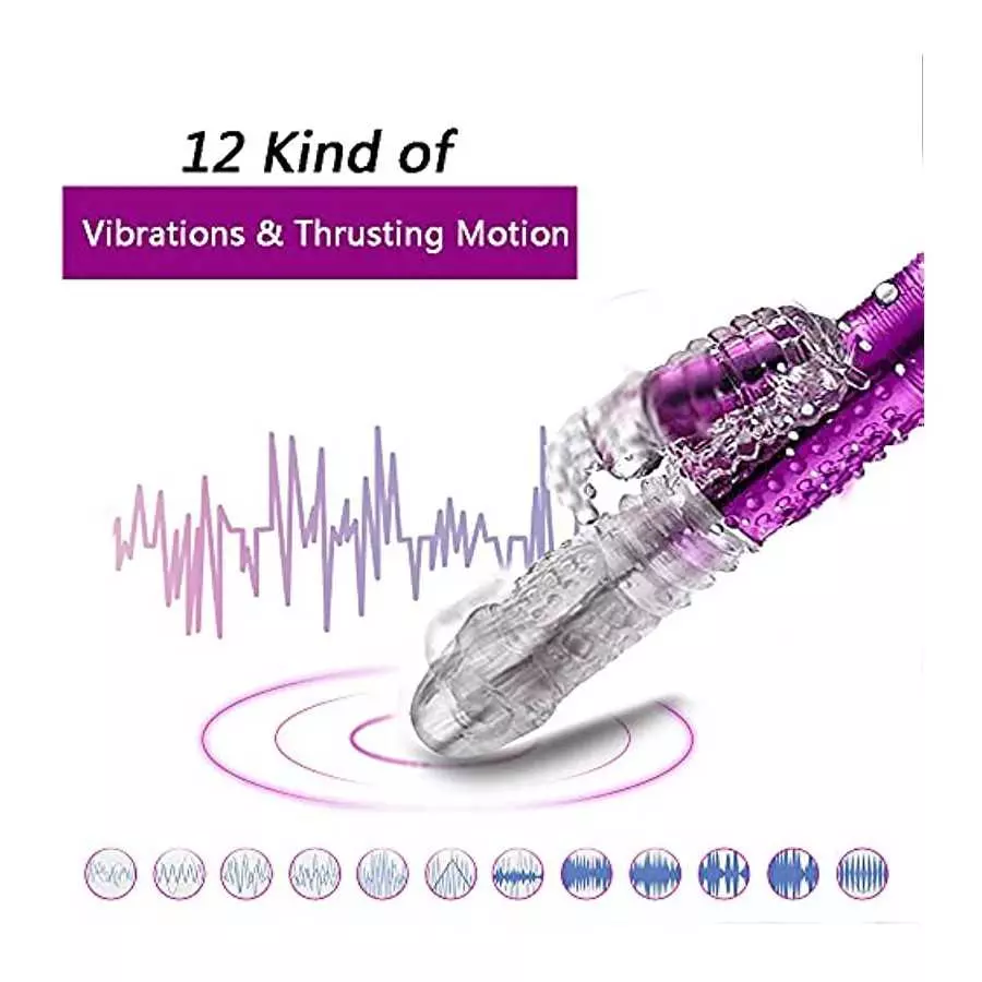 Rabbit with 12 Powerful Rotation Function and Bunny Ears for Stimulation,Waterproof Wand Massager ​Stimulator for Women or Coupl