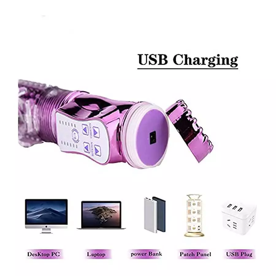 Rabbit with 12 Powerful Rotation Function and Bunny Ears for Stimulation,Waterproof Wand Massager ​Stimulator for Women or Coupl