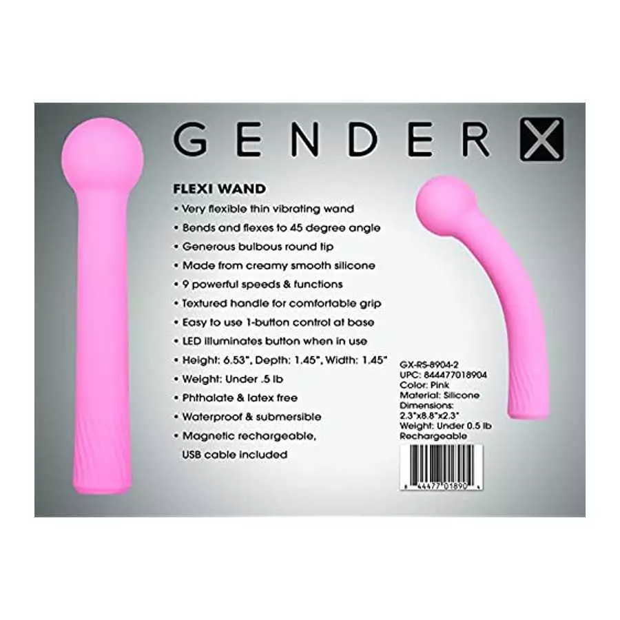 Evolved Novelties - Gender X - Flexi Wand - Silicone 9 Speeds & Functions Vibrator - Pink