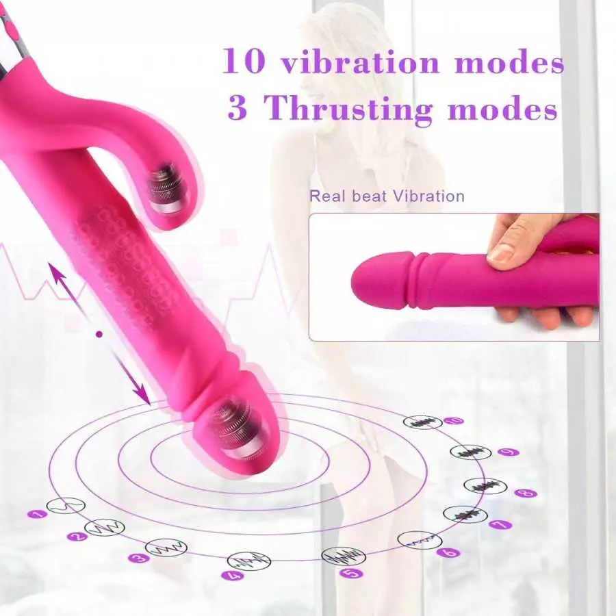 G Spot Rabbit Vibrator for Women with 10 Vibration Modes 3 Thrusting modes Triple motors Dildo Vibrator, YAFEI Silicone Waterpro