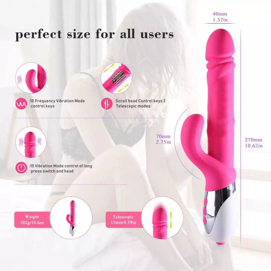 G Spot Rabbit Vibrator for Women with 10 Vibration Modes 3 Thrusting modes Triple motors Dildo Vibrator, YAFEI Silicone Waterpro