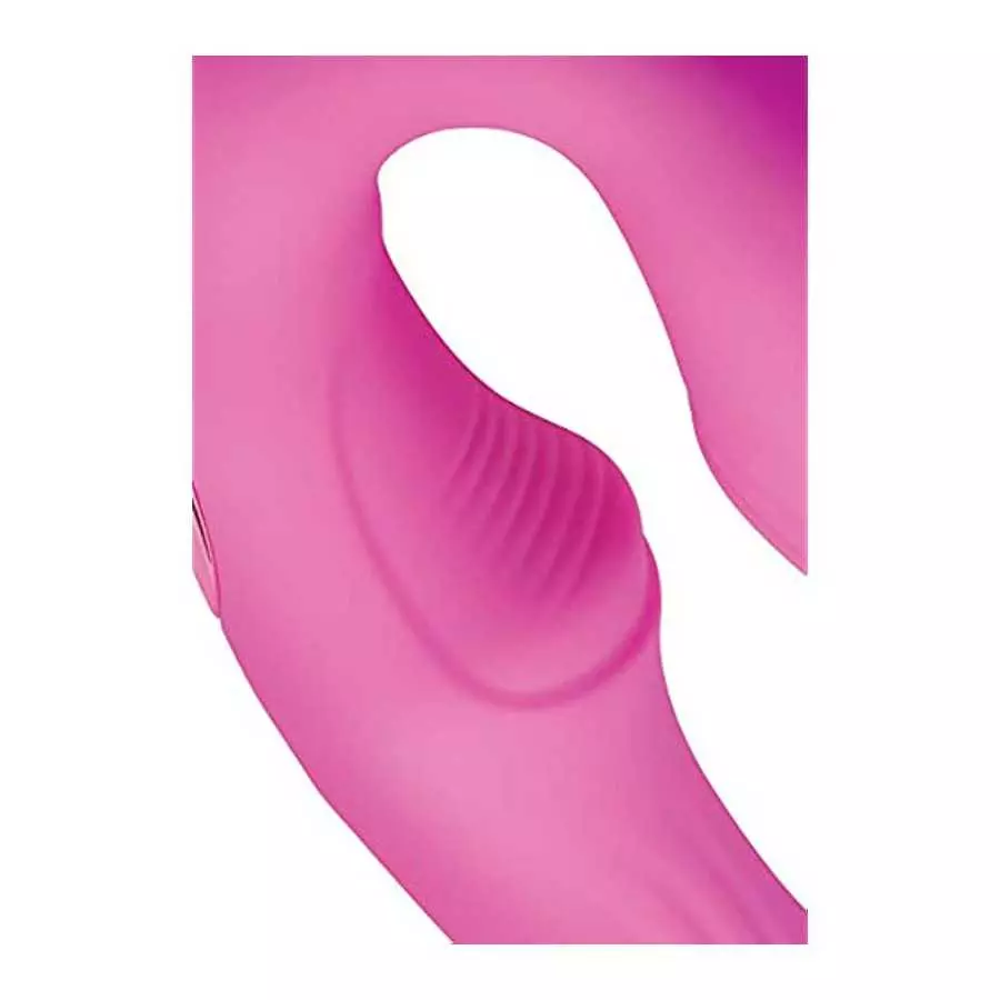 15X U-Pulse Silicone Pulsating and Vibrating Strapless Strap-on with Remote - Pink