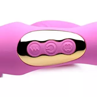 15X U-Pulse Silicone Pulsating and Vibrating Strapless Strap-on with Remote - Pink