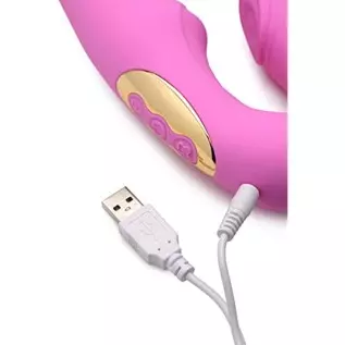 15X U-Pulse Silicone Pulsating and Vibrating Strapless Strap-on with Remote - Pink