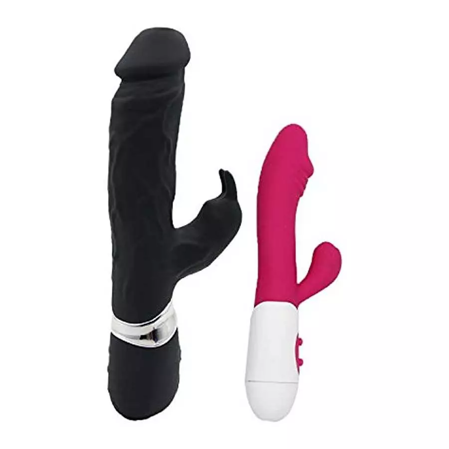 Realistic Dildo Cordless Pleasure Clitoral G Spot Stimulator Silent Rabbit Vibrator Massager (Black)