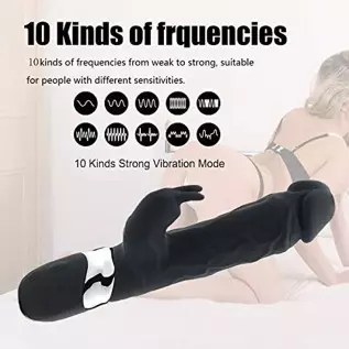 Realistic Dildo Cordless Pleasure Clitoral G Spot Stimulator Silent Rabbit Vibrator Massager (Black)