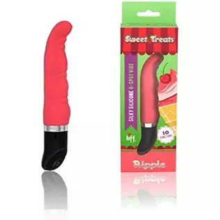 BFF Sweet Treats Sili G Ripple Pink with Free Bottle of Adult Toy Cleaner