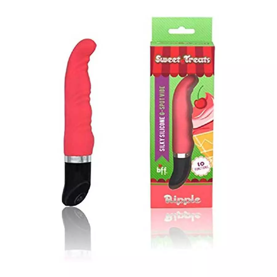 BFF Sweet Treats Sili G Ripple Pink with Free Bottle of Adult Toy Cleaner