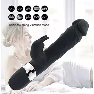 Realistic Dildo Cordless Pleasure Clitoral G Spot Stimulator Silent Rabbit Vibrator Massager (Black)