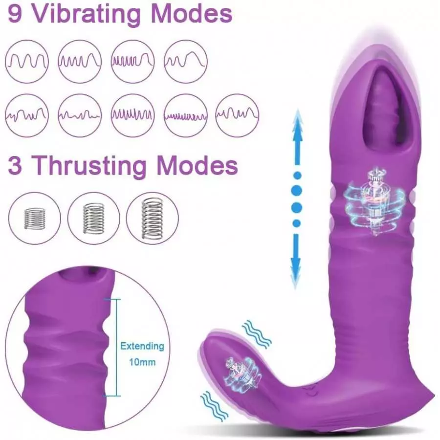 Thrusting Dildo G Spot Clitoris Stimulator Bluetooth APP Controlled Vibrator Female Wireless (Black)