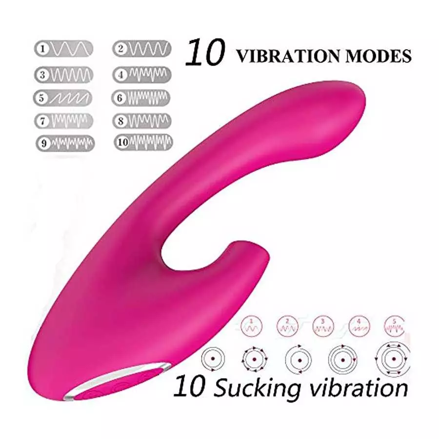 G-spot Sucking Vibrator, Clitoral G-spot Stimulation Sex Toy, Waterproof Dildo Vibrator with 10 Powerful Vibrations + 10 Sucks f