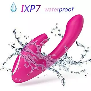G-spot Sucking Vibrator, Clitoral G-spot Stimulation Sex Toy, Waterproof Dildo Vibrator with 10 Powerful Vibrations + 10 Sucks f