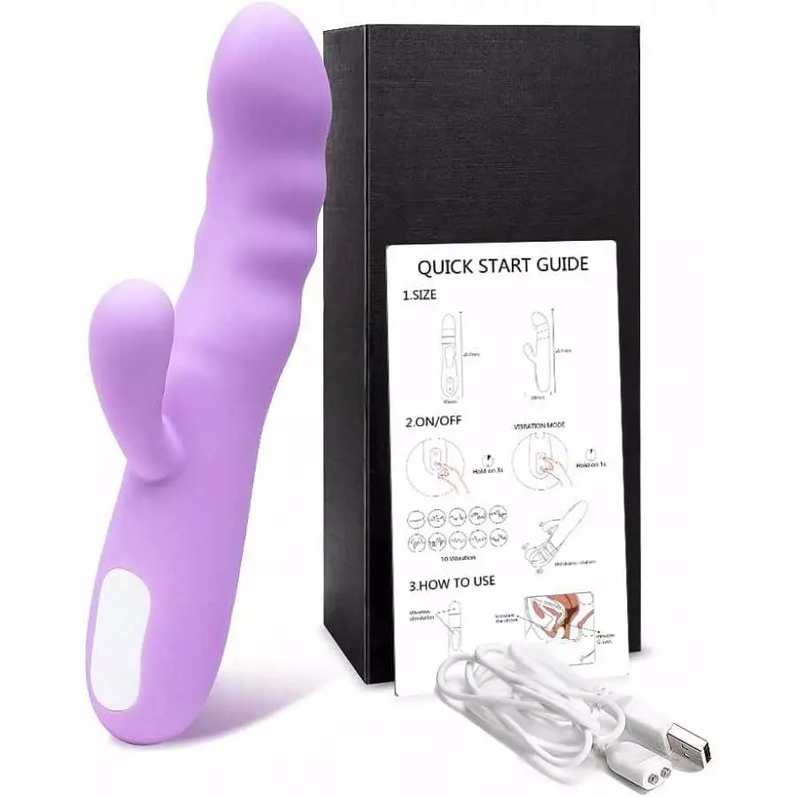 G-Spot Rabbit Vibrator Stimulator Silicone Vaginal Anal Dildo Massager for Women, Powerful Waterproof Rechargeable Adult Sex Toy