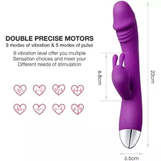 G Spot Rabbit Vibrator Sex Toys for Clitoris G-spot Stimulation Waterproof Dildo Vibrator with 3 Modes of Vibration & 5 Modes of G Spot Rabbit Vibrator Sex Toys for Clitoris G-spot Stimulation Waterproof Dildo Vibrator with 3 Modes of Vibration & 5 Modes of