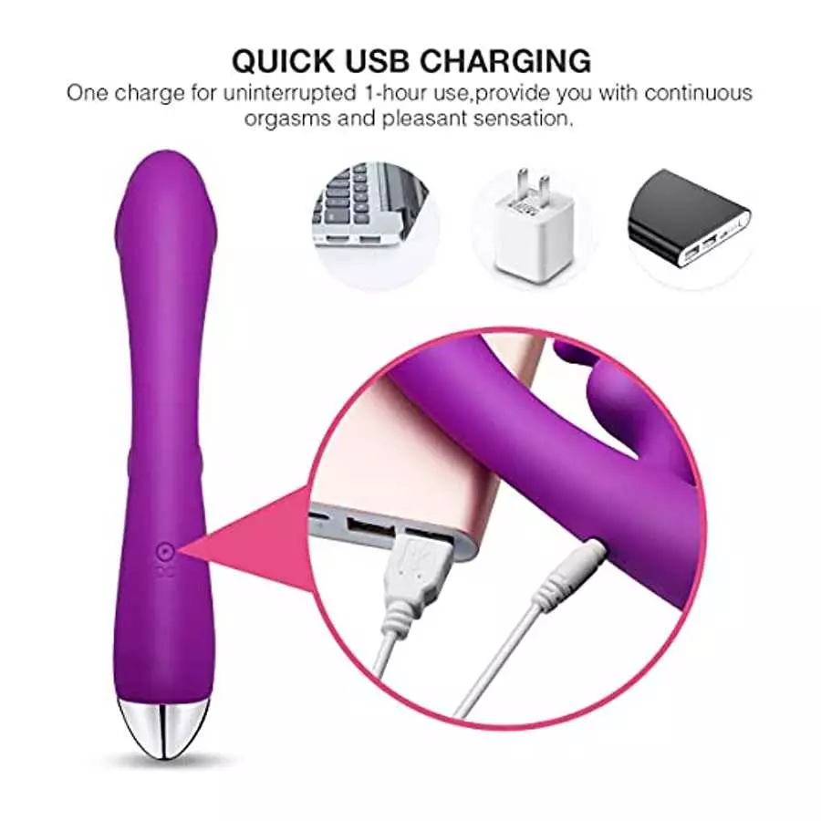 G Spot Rabbit Vibrator Sex Toys for Clitoris G-spot Stimulation Waterproof Dildo Vibrator with 3 Modes of Vibration & 5 Modes of