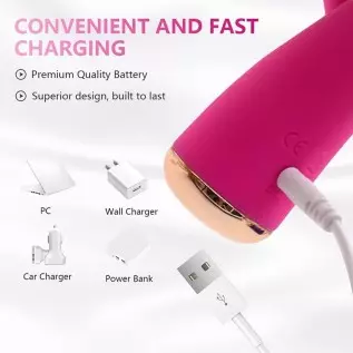 G Spot Rabbit Vibrator for Women, G Spot Clitoralis Stimulator 10 Powerful Mode with Licking, Waterproof Soft Silicone Rechargea