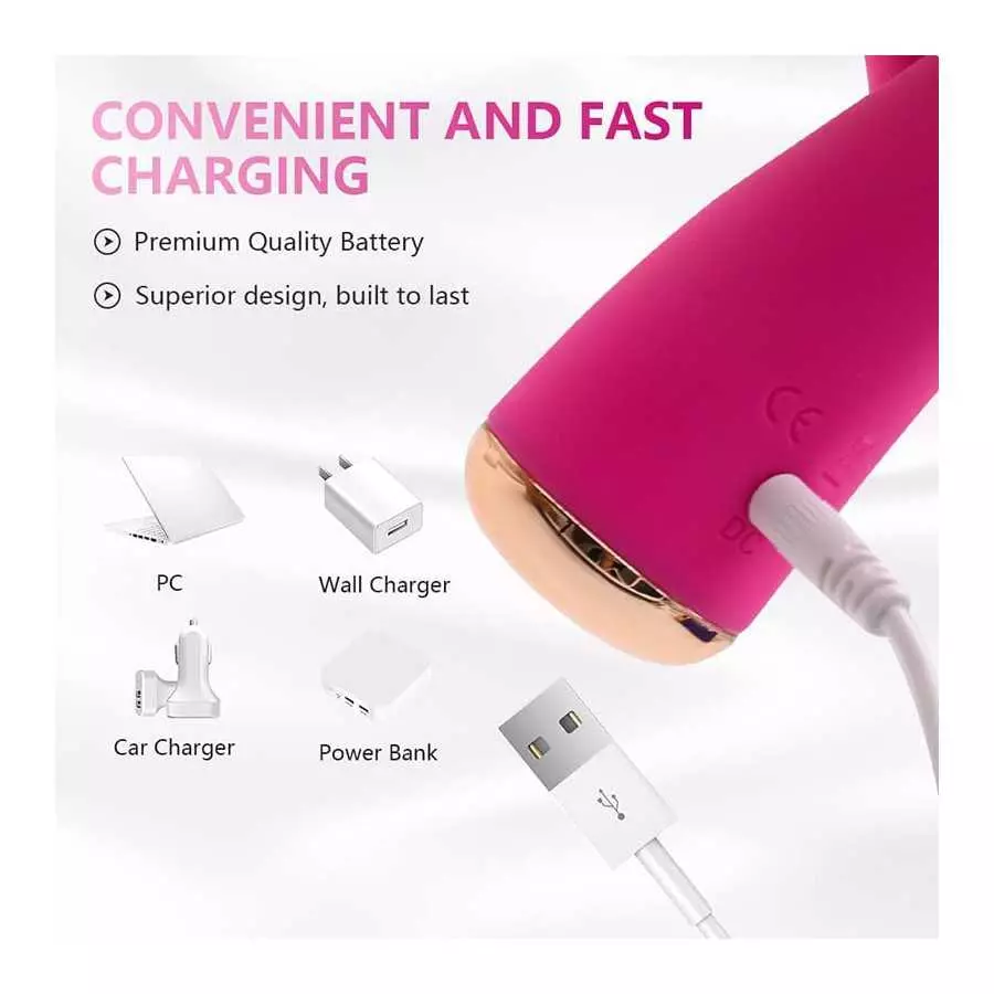 G Spot Rabbit Vibrator for Women, G Spot Clitoralis Stimulator 10 Powerful Mode with Licking, Waterproof Soft Silicone Rechargea