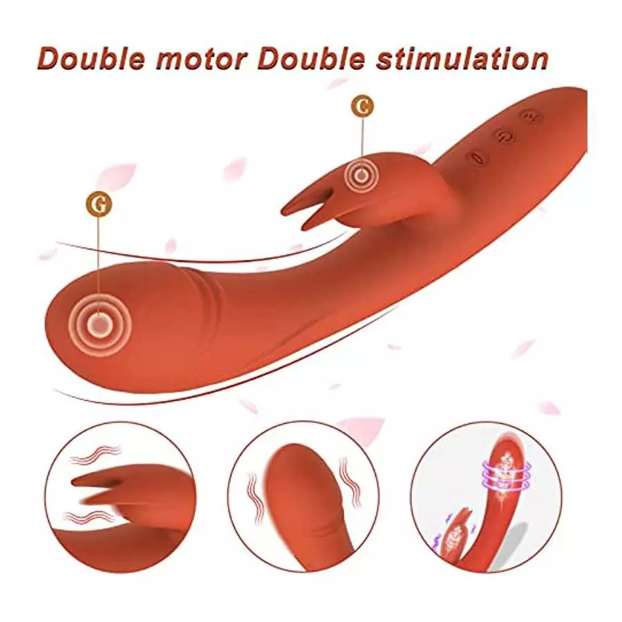 G-spot Rabbit Vibrator Clitoral Stimulator - Realistic Dildo Vaginal Anal Massager with 10 Vibration Modes, Waterproof Rechargea