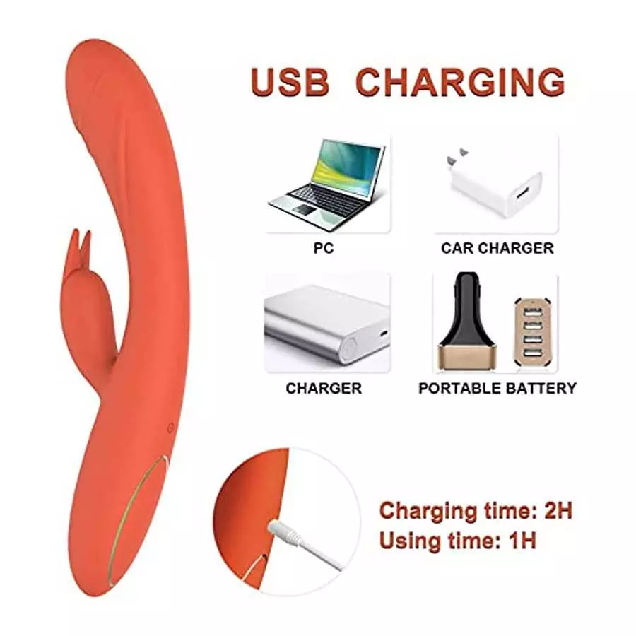 G-spot Rabbit Vibrator Clitoral Stimulator - Realistic Dildo Vaginal Anal Massager with 10 Vibration Modes, Waterproof Rechargea