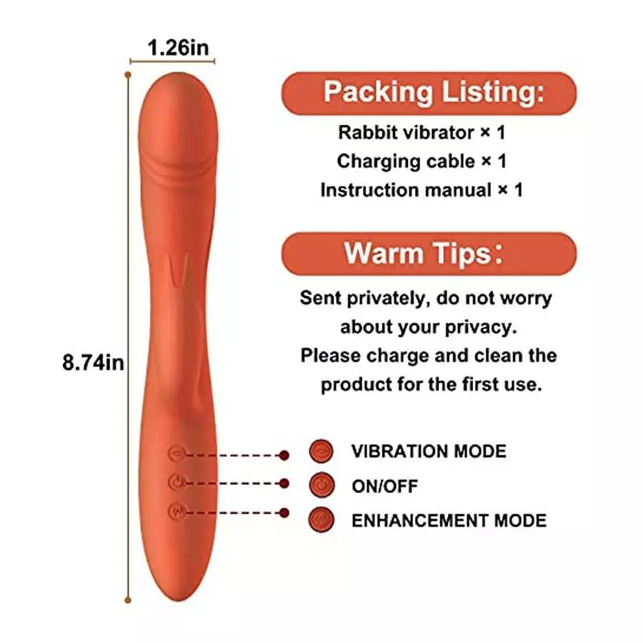 G-spot Rabbit Vibrator Clitoral Stimulator - Realistic Dildo Vaginal Anal Massager with 10 Vibration Modes, Waterproof Rechargea