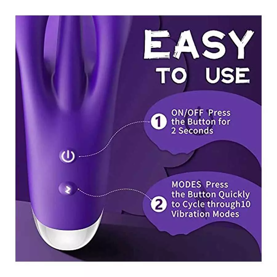 MOONA Rabbit Vibrator for G-spot Clitoral Stimulation, Powerful Dildo with 10 Vibration , Waterproof Adult Sex Toy for Women
