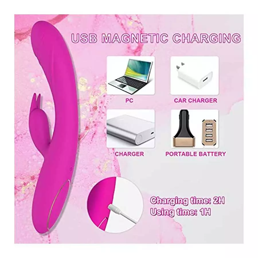 G Spot Rabbit Dildo Vibrator with 10 Powerful Vibrations Dual Motor Stimulator Massager for Clitoral Vaginal Stimulation Adult S