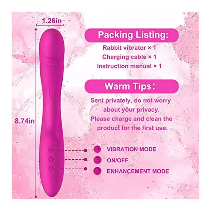 G Spot Rabbit Dildo Vibrator with 10 Powerful Vibrations Dual Motor Stimulator Massager for Clitoral Vaginal Stimulation Adult S