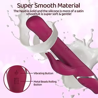 Rabbit Vibrator for Women Rolling Beads with 14 Modes & 7 Speeds Waterproof G-spot Female Sex Toys
