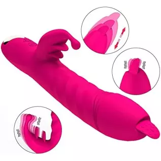 Thrusting G Spot Vibrator for Women, Licking Tongue G Spot Sex Toy with 3 Telescopic & 10 Vibration Modes, Rechargeable Toys for