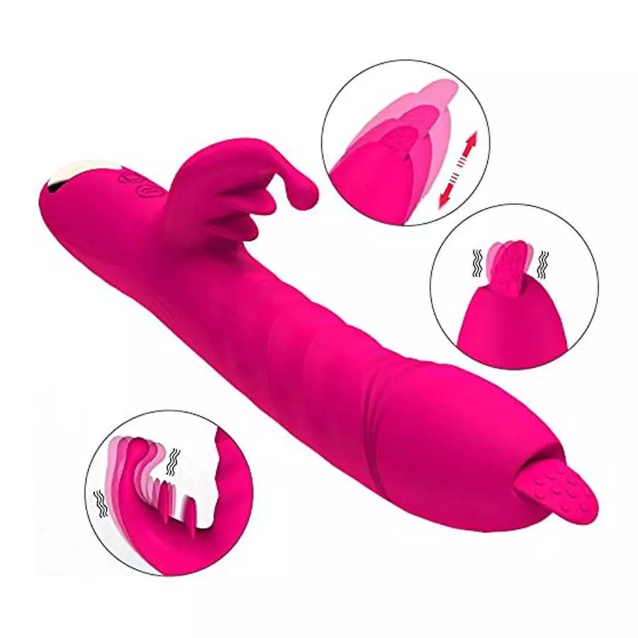 Thrusting G Spot Vibrator for Women, Licking Tongue G Spot Sex Toy with 3 Telescopic & 10 Vibration Modes, Rechargeable Toys for