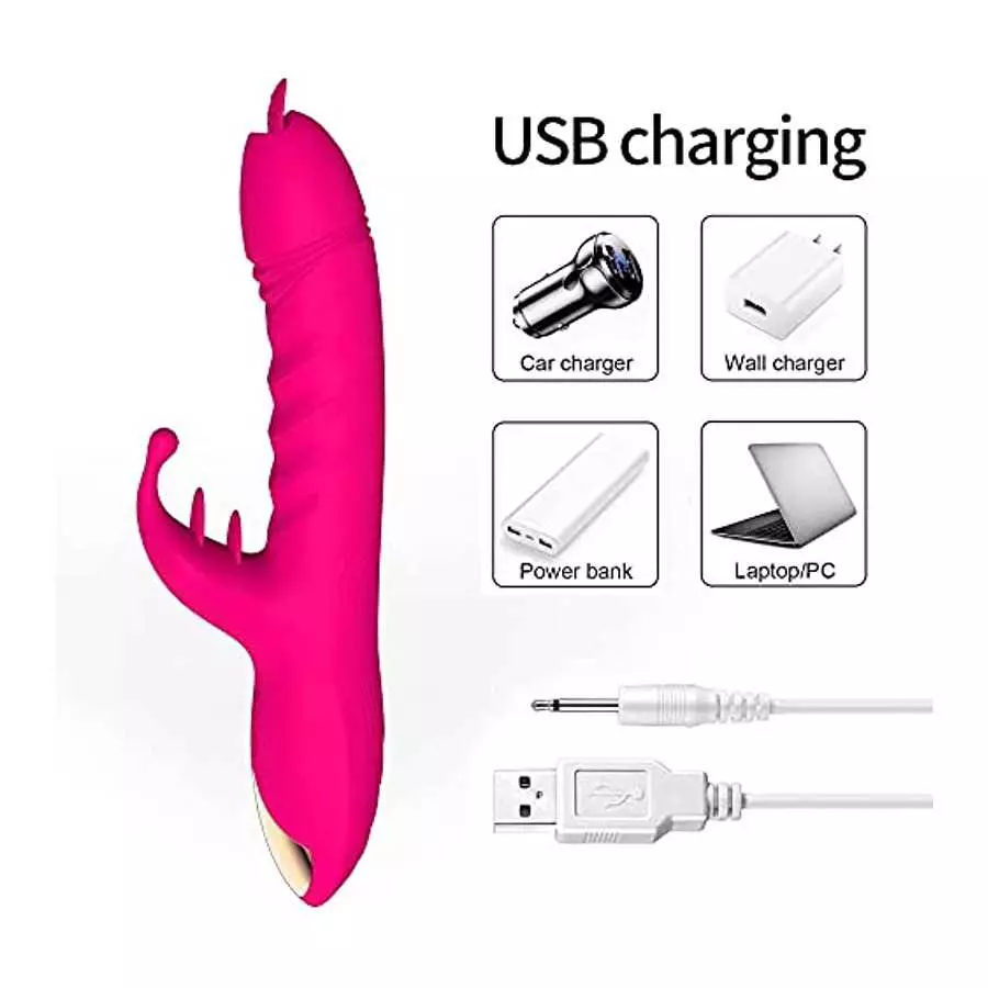 Thrusting G Spot Vibrator for Women, Licking Tongue G Spot Sex Toy with 3 Telescopic & 10 Vibration Modes, Rechargeable Toys for