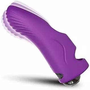 G Spot Finger Vibrator,Alfun Clitoris Stimulator Sex Toy for Women Couples with 9 Powerful Vibration Textured Head Silicone Pers