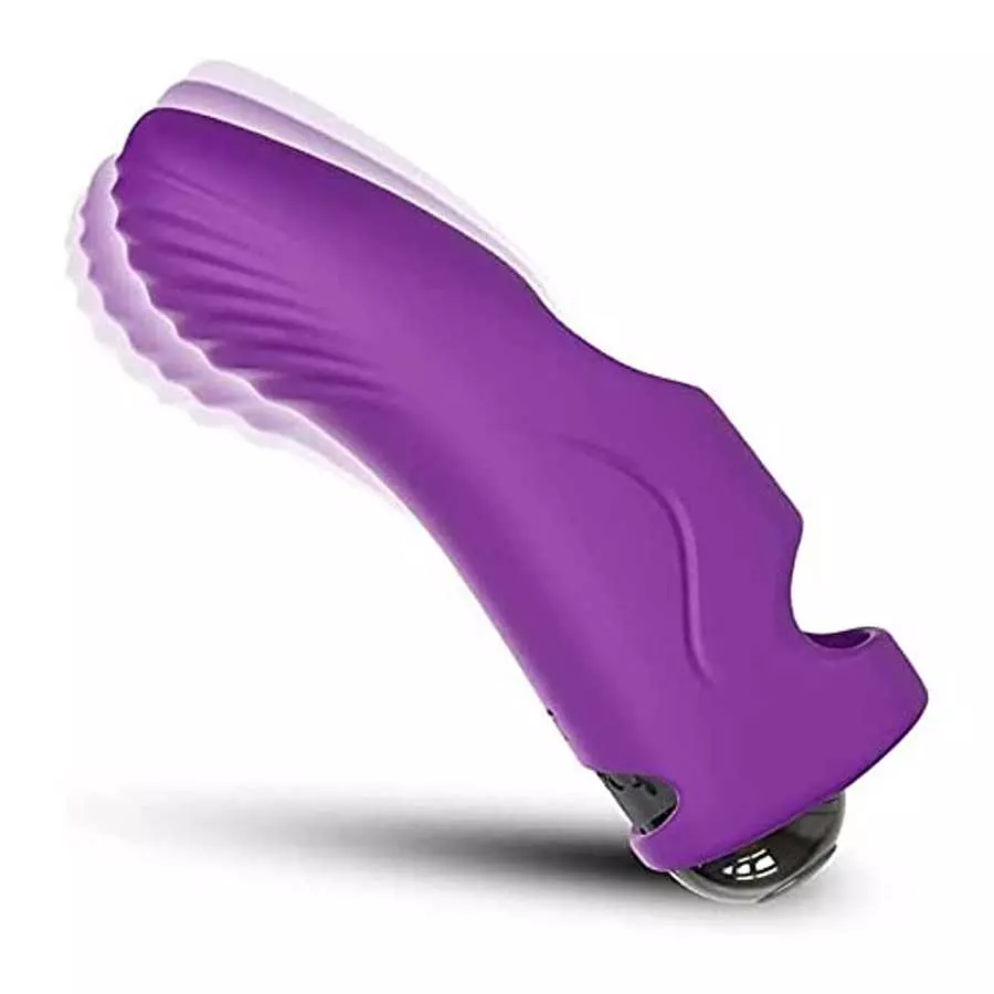 G Spot Finger Vibrator,Alfun Clitoris Stimulator Sex Toy for Women Couples with 9 Powerful Vibration Textured Head Silicone Pers