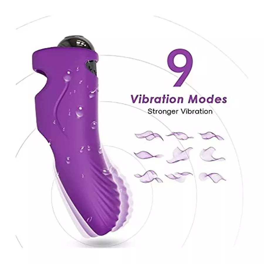 G Spot Finger Vibrator,Alfun Clitoris Stimulator Sex Toy for Women Couples with 9 Powerful Vibration Textured Head Silicone Pers