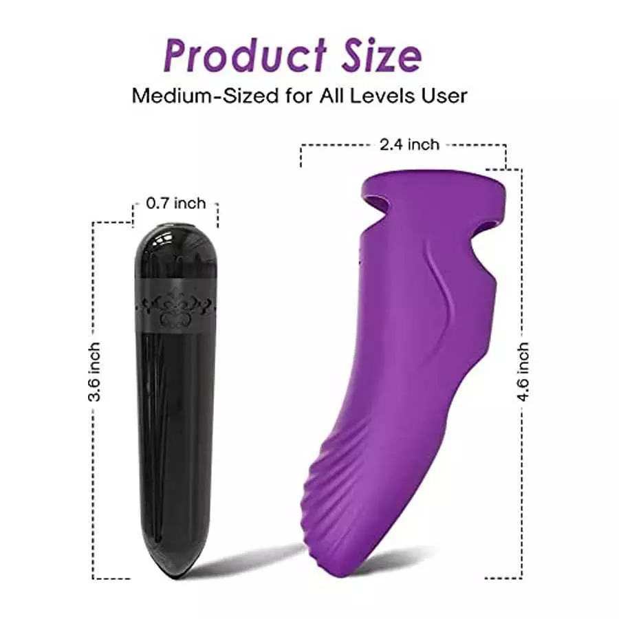 G Spot Finger Vibrator,Alfun Clitoris Stimulator Sex Toy for Women Couples with 9 Powerful Vibration Textured Head Silicone Pers