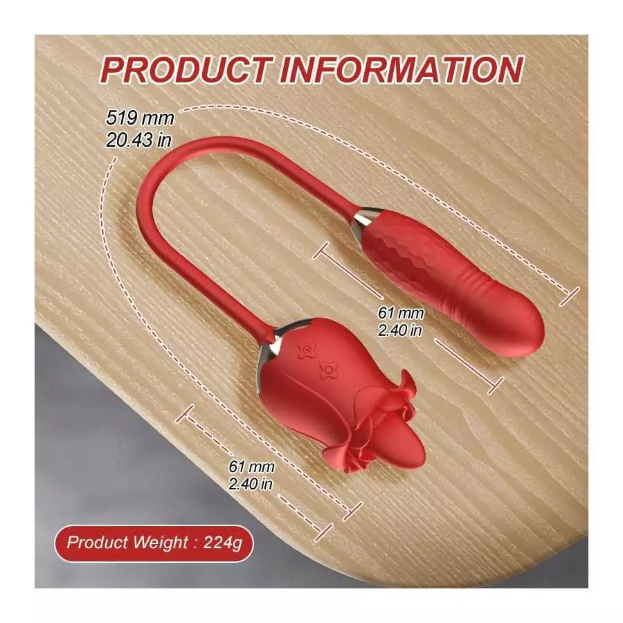 Rose Sex Stimulator for Women and Couple, 10 Speed Vibration with G spot, Clitoral and Nipple Stimulation