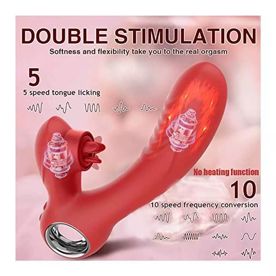 Vibrating Wand for her G Spot and Clitoris, 10 Vibrators Stimulation & 5 Tongue Licking Modes to Orgasm Rabbit Vibrators for Wom