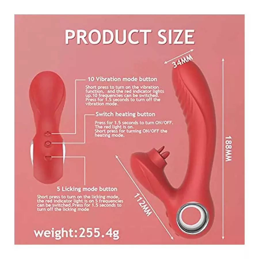 Vibrating Wand for her G Spot and Clitoris, 10 Vibrators Stimulation & 5 Tongue Licking Modes to Orgasm Rabbit Vibrators for Wom