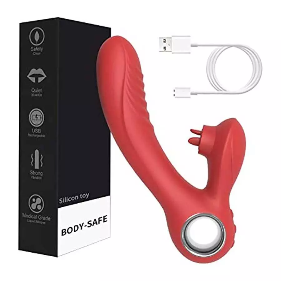 Vibrating Wand for her G Spot and Clitoris, 10 Vibrators Stimulation & 5 Tongue Licking Modes to Orgasm Rabbit Vibrators for Wom