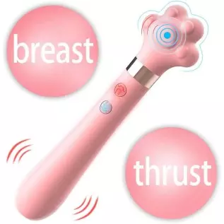 Cat Paw G Spot Vibrator, 2 in 1 Silicone Breast Vbration Hidden Dildo 7 Frequency 9 Vibration Modes, Waterproof Cat's Paw Sex To