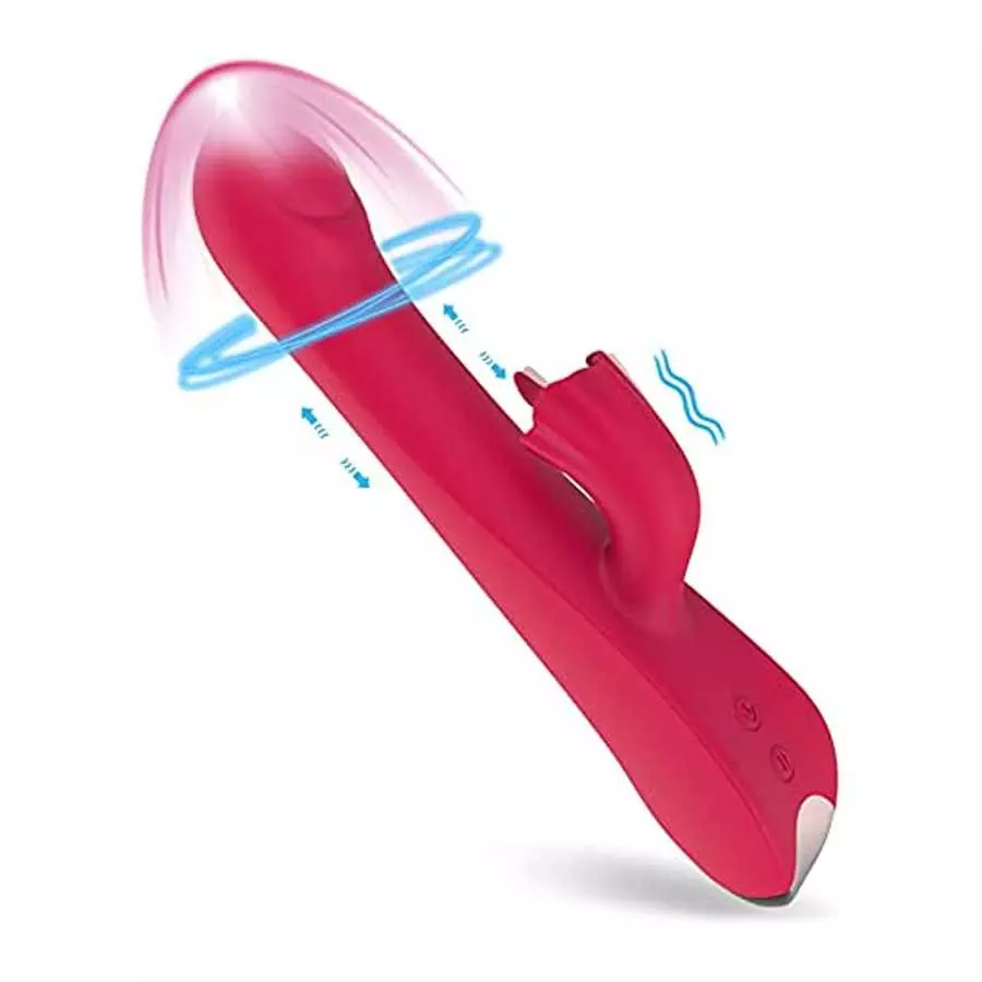 Thrusting Rabbit Vibrator, 9" Triple Action G Spot Vibrator with Independent Clitoral Stimulator, 10 Patterns, Waterproof & Rech Thrusting Rabbit Vibrator, 9" Triple Action G Spot Vibrator with Independent Clitoral Stimulator, 10 Patterns, Waterproof & Rech