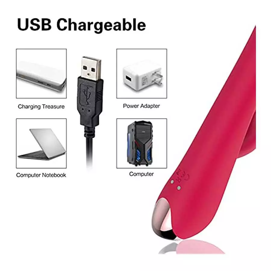 Thrusting Rabbit Vibrator, 9" Triple Action G Spot Vibrator with Independent Clitoral Stimulator, 10 Patterns, Waterproof & Rech