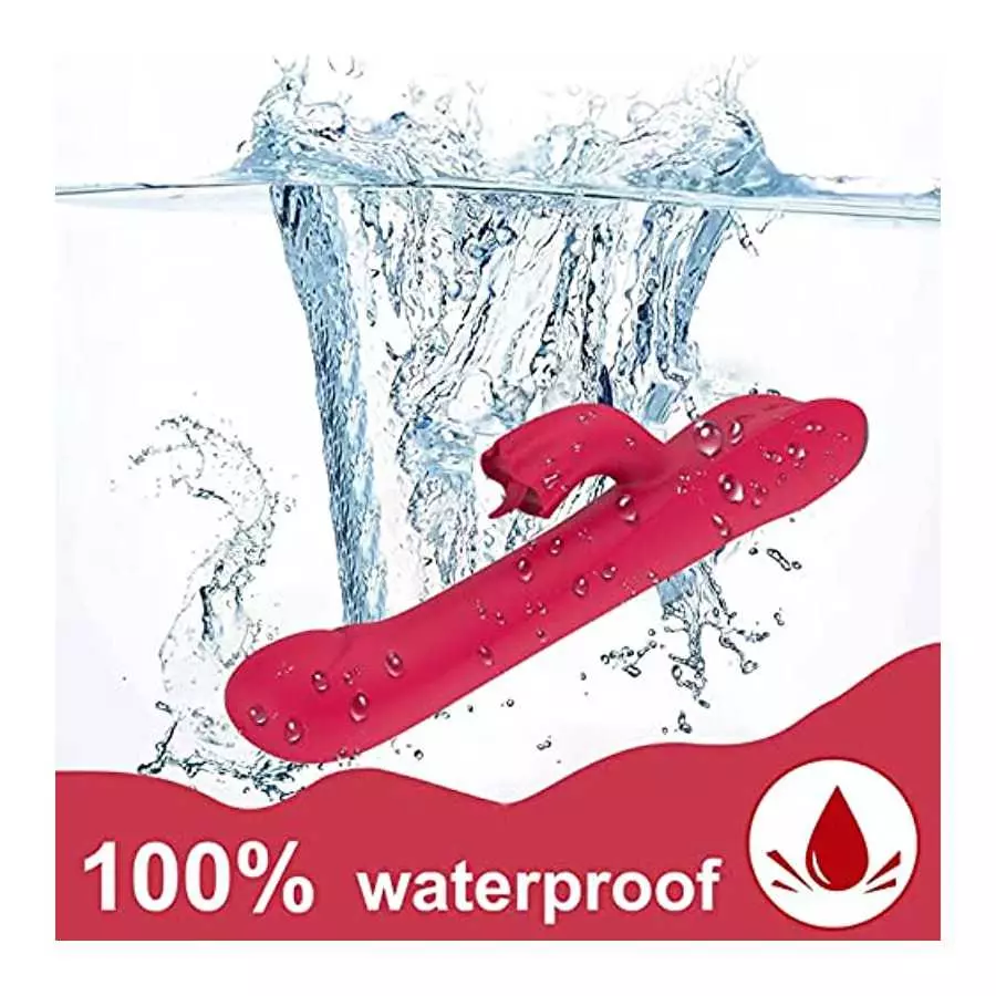 Thrusting Rabbit Vibrator, 9" Triple Action G Spot Vibrator with Independent Clitoral Stimulator, 10 Patterns, Waterproof & Rech