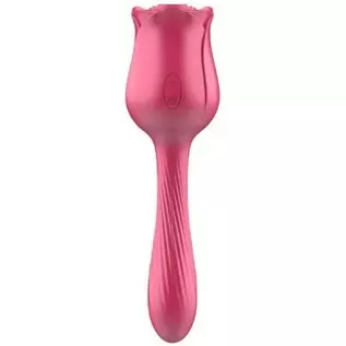 Rose Vibrator, 2 in 1 Rechargeable G Spot Clitoris Stimulator Vibrator, with 10 Vibrations and 10 Frequencies Sucking, Ultra Sof